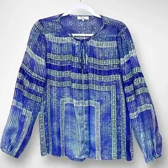 Parker Tops - Womens Tie Front Silk Blouse by Parker Size Medium